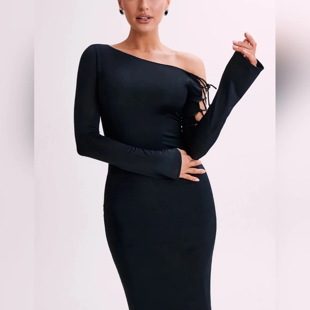 Tie Sleeve Slinky Maxi Dress - Picture 5 of 10